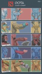 axe_(dota) balls body_fluids bristleback dota_2 elder_titan furry male male_only males muscular night_stalker night_stalker_(dota) nipples penis phantom_lancer showing_penis smiling