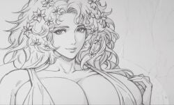 ai_generated aphrodite aphrodite_(shuumatsu_no_valkyrie) blonde_hair blue_eyes female greek_clothes hair_flower hair_ornament record record_of_ragnarok renelaw94 shuumatsu_no_valkyrie