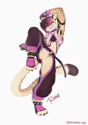 2026 4_toes absurd_res anus armpit_hair body_hair cheetah clothing collar feet felid feline female genitals hairy hi_res looking_at_viewer mammal navel pubes raineshadowpaw signature simple_background smile solo spread_legs spreading standing text toes url vulva white_background