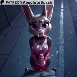 1boy absolutebussin ai_generated animal_ears animal_nose animated bodysuit breasts elbow_gloves english_text erection explicit eyelashes eyeliner eyeshadow female fishnets from_above furry furry_female gloved_handjob gloves handjob judy_hopps looking_at_viewer looking_up makeup penis pink_gloves pov purple_eyes rabbit_ears rabbit_girl small_breasts solo_focus straight tagme two-handed_handjob uncensored veiny_penis video watermark