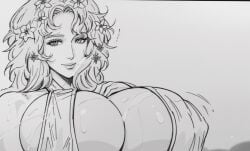 ai_generated aphrodite aphrodite_(shuumatsu_no_valkyrie) blonde_hair blue_eyes female greek_clothes hair_flower hair_ornament record record_of_ragnarok renelaw94 shuumatsu_no_valkyrie