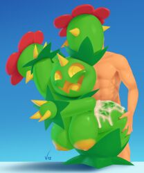 2025 3_fingers 5_fingers abs absurd_res areola artist_name big_breasts bodily_fluids breasts cum dibujosv12 digital_drawing_(artwork) digital_media_(artwork) duo elemental_creature faceless_character faceless_male female fingers flora_fauna front_view generation_5_pokemon genital_fluids green_body hand_on_butt hi_res human humanoid male male/female mammal maractus nintendo nipples not_furry nude nude_female nude_male open_mouth open_smile plant pokemon pokemon_(species) sex simple_background smile spikes standing standing_sex tan_body text three-quarter_view yellow_eyes