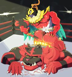 ahe_gao anal anthro armpit_hair ass ass_up back_hair barazoku big_butt big_muscles big_pecs bodily_fluids body_hair breath butt_grab camera_flash chest_hair cross-eyed defeat_sex defeated duo fangs fighting_ring fucked_silly generation_6_pokemon generation_7_pokemon genitals glistening glistening_body grunting hand_on_butt hawlucha hi_res incineroar looking_pleasured lying male male/male mega_hawlucha moan muscular muscular_arms muscular_male musk musk_clouds musky_butt nintendo on_front panting pecs penis pokemon pokemon_(species) pubes public public_sex red_penis scruffymusk sex shlap shlick sound_effects spotlight spotlight_beam sweat sweatdrop sweaty_armpit sweaty_butt sweaty_chest sweaty_legs sweaty_thighs tail tail_pull teeth thick_thighs tongue tongue_out underbite vein veiny_arms veiny_penis wrestling