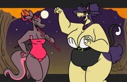 2girls anthro big_breasts breasts female furry halloween hisuian_form hisuian_typhlosion milf nerdyreindeer pokemon pokemon_(species) salazzle scalie tagme typhlosion