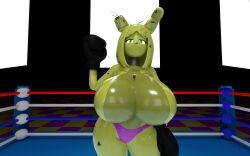 1girls boxing boxing_gloves boxing_match cometfnia dominant_female five_nights_at_freddy's five_nights_in_anime flexing_arm pov springtrap springtrap_(fnaf) tagme