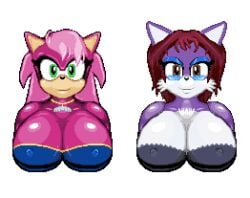 2d animated anthro big_breasts breasts bust cleavage color female female_only furry gif pixel_art sega sonia_the_hedgehog sonic_(series) sonic_the_hedgehog_(series) sonic_underground transparent_background wink