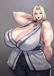 1girls areola_slip areolae armpits big_breasts breasts cleavage clothing curvaceous curves curvy_body curvy_female curvy_figure facial_mark feet_out_of_frame female female_only forehead_mark gigantic_breasts high_resolution huge_breasts jewelry kisuu mature mature_female mature_woman naruto naruto_shippuden necklace nipple_slip nipples solo standing tsunade very_high_resolution wardrobe_malfunction