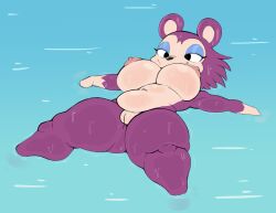 animal_crossing anthro belly big_breasts breasts curvy_figure eulipotyphlan female floating fur furry furry_only genitals hedgehog hi_res labelle_able mammal navel nintendo nipples nude partially_submerged purple_yoshi_draws pussy sea short_stack shortstack skinny_dipping smug smug_expression solo spreading swimming thick_thighs video_games voluptuous water wide_hips