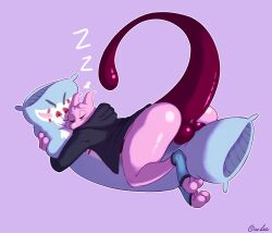 anthro anus ass balls body_pillow bottomless clothed clothing feet footwear generation_1_pokemon genitals glistening glistening_body goolee hi_res hoodie legendary_pokemon lying male male_only mewtwo nintendo on_front pat_(lapatte) pillow pillow_hug pokemon pokemon_(species) raised_tail simple_background sleeping socks solo sound_effects thick_tail tiesci topwear video_games zzz