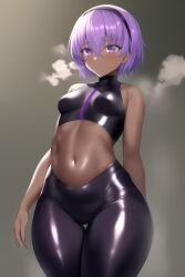 1girls ai_generated breasts dark-skinned_female dark_skin fate/grand_order fate_(series) female female_focus female_only hairband hassan_of_serenity_(fate) nai_diffusion purple_eyes purple_hair shiny_clothes short_hair small_breasts solo stable_diffusion standing thick_thighs thighs