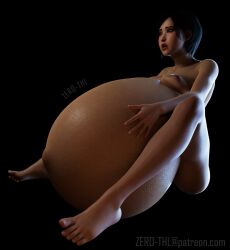 1girls 3d ada_wong asian asian_female belly big_belly black_hair breasts female huge_belly hyper_pregnancy nipples outie_navel pregnant resident_evil solo zero-thl