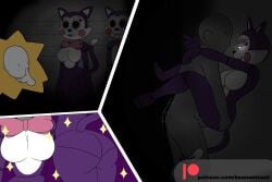 against_wall arms_around_neck beanontoast bowtie breasts bubble_butt candy_(fnac) cat_ears cat_tail cindy_(fnac) close-up darkness faceless_male fazbear_fanverse feline female five_nights_at_candy's five_nights_at_freddy's heart heart_eyes legs_around_partner legs_around_waist legs_spread legs_up looking_back looking_pleasured robot robot_girl rosy_cheeks sex straight tail tail_wrap thick_ass thick_thighs tie unknown_male