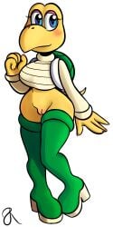 anthrofied blue_eyes blush female koopa mario_(series) nail_polish rasenxoru scalie solo thigh_boots thighhighs transparent_background turtle wide_hips