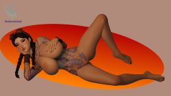 3d big_breasts black_nails breasts fingernails fortnite gentlecat huge_breasts jules_(fortnite) looking_at_breasts nail_polish pinup seductive tagme toenail_polish toenails wet