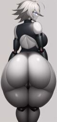 1girls ai_generated ass_focus big_ass danganronpa danganronpa_v3 dat_ass female female_only grey_hair kiibo nai_diffusion robot robot_girl rule_63 solo stable_diffusion voluptuous