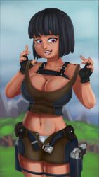 attribute_swap big_breasts celia_(shishizurui) female female_only lara_croft lara_croft_(cosplay) shishizurui thighs tomb_raider video_games