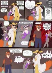 albinefox blush boner bunny_girl clothing comic disguise dress embarrassed fox_boy funny gideon_grey glasses judy_hopps large_breasts lingerie misunderstanding nick_wilde pimp police prostitution tagme undercover zootopia