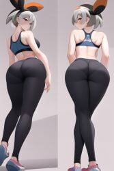 ai_generated ass bea_(pokemon) female female_only nai_diffusion pantylines pokemon pokemon_ss self_upload simple_background spats sportswear stable_diffusion yoga_pants