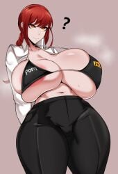 1girls alternate_breast_size bikini black_bikini braided_hair breasts chainsaw_man female hi_res hips huge_breasts long_hair looking_at_viewer makima_(chainsaw_man) massive_breasts owner_(artist) pornhub pornhub_bra red_hair smile thick_thighs thighs wide_hips yellow_eyes