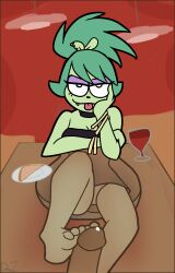 >:3 5_toes adult_fink alcohol anthro beverage breasts cartoon_network clothed clothing dinner drz_nsfw ear_piercing eyeshadow faceless_character faceless_male feet female fink_(ok_k.o.!_let's_be_heroes) first_person_view foot_fetish foot_play footjob furniture genitals green_body green_hair hair hi_res humanoid humanoid_feet humanoid_genitalia humanoid_penis inside jpeg looking_at_viewer makeup male mammal murid murine ok_k.o.!_let's_be_heroes panties penis piercing rat rodent sex simple_background table toes underwear upskirt wine