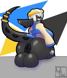 anthro anus ass ass_focus asshole azure_fossil backsack balls big_ass big_breasts big_butt black_body black_sclera bottom_heavy breasts_bigger_than_head dat_ass demon demon_girl demon_horns donut donut_anus fanart giant_ass grin grinning horns huge_ass huge_balls huge_breasts huge_butt huge_thighs jewelry male_anus male_only multi_eye original_character presenting_ass presenting_butt presenting_hindquarters puffy_anus sideboob sitting solo_female spread_ass spread_butt tail thick_ass thick_thighs top_heavy yii'mam