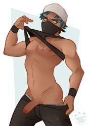 1boy male male_only muscular muscular_male orionsjockstrap penis pokemon solo solo_male team_skull team_skull_grunt tupp_(pokemon)