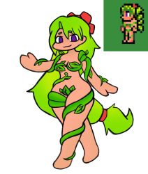 breadloafuwu dryad_(terraria) female green_hair long_hair purple_eyes reference_image terraria vines white_background