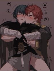 anal anal_sex bottomless bottomless_male byleth_(fire_emblem) byleth_(fire_emblem)_(male) fire_emblem fire_emblem:_three_houses garreg_mach_monastery_uniform gay kissing kissing_cheek male male_only nintendo nonesabu sylvain_jose_gautier teacher_and_student yaoi