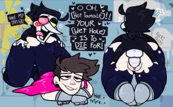 ass_up blush deltarune deltarune_chapter_2 dialogue duo female from_behind from_behind_position heart lavabutts male open_mouth original original_character reece_(lavabutts) ripped_clothing ripped_pants size_difference spamton_g_spamton sweat sweating text text_box thick_thighs tongue tongue_out vaginal vaginal_penetration vaginal_sex white_hearts