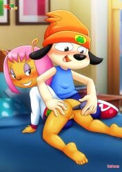 all_fours anthro microphone parappa parappa_the_rapper paula_fox pink_hair