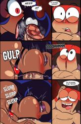 1boy 1girls ameizing_lewds big_balls big_breasts big_penis cartoon_network cheek_bulge comic dark_skin fellatio huge_cock impregnation inflation interracial k.o. k.o._(ok_k.o.!_let's_be_heroes) night_of_the_milf_pire ok_k.o.!_let's_be_heroes oral sole_female sole_male vampire wilhamena