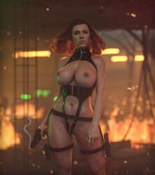 3d athletic_female avengers black_widow_(marvel) female female_only garter_belt gun human human_only light-skinned_female light_skin marvel marvel_cinematic_universe mrvargas natasha_romanoff scarlett_johansson smoking_gun solo solo_female tagme voluptuous