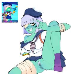 brawl_stars hairy_pussy japanese_clothes penny_(brawl_stars) pussy ramunne school_uniform silver_hair thighs trash_panda_penny