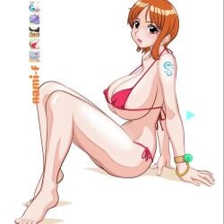 1girls animated barefoot big_breasts bikini brown_eyes crouching cum dildo f-series feet female female_only flying_tree_frog highres moaning music nami one_piece orange_hair pose posing pre-timeskip resized sex_toy short_hair shorter_than_30_seconds sitting solo sound squatting swf tagme tattoo undressing vaginal_penetration video