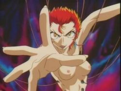 apocalypse_zero breasts female female_focus female_only harara_hagakure piercings pink_hair pink_nipples screencap screenshot short_hair