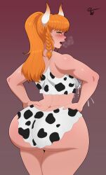 1girls 2022 ass ass_cleavage big_ass big_butt big_thighs breasts bubble_ass bubble_butt butt_crack cow_girl dat_ass female horn horns huge_ass huge_butt lactation large_ass long_hair looking_back monster monster_girl oc orange_hair original original_character pink_lips red_bra red_panties shiny_ass shiny_breasts shiny_butt shiny_hair shiny_skin thick_ass thighs tight_clothing truewaifu