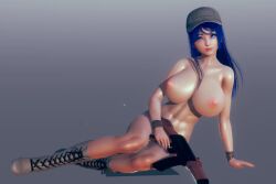 3d 3d_(artwork) alisa_stewart blonde_hair blue_eyes boots breasts female gun hat metal_slug military military_boots military_hat nude nude_female snk video_game_character video_games