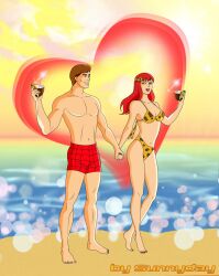 1boy 1boy1girl 1girls artist_name beach bikini breasts busty canon_couple cleavage curvy female fit fit_female fit_male hourglass_figure human human_only light-skinned_female light-skinned_male light_skin long_hair male male/female marvel marvel_comics mary_jane_watson panties peter_parker red_hair romantic romantic_couple short_hair spider-man spider-man:_the_animated_series spider-man_(series) straight straight_hair sunnyday2000 superhero wholesome