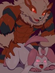 <3_eyes 3:4 absurd_res ahe_gao anal anal_sex anthro arcanine ass big_dom_small_sub blulowcj blush bodily_fluids canid canine digital_media_(artwork) dominant dominant_male duo eeveelution erection fur generation_1_pokemon generation_6_pokemon genitals girly glistening glistening_eyes heart hi_res looking_pleasured male male/male male_only male_penetrated male_penetrating male_penetrating_male male_sylveon mammal muscular muscular_anthro muscular_male nintendo open_mouth penetration penis pink_body pink_fur pokemon pokemon_(species) raised_tail red_body red_fur ribbons sex simple_background size_difference smile submissive submissive_male sweat sylveon tongue video_games white_body white_fur winick-lim