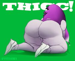 band1tnsfw big_breasts busty candy_creature chocolate digital_art digital_drawing_(artwork) digital_media_(artwork) female huge_areola living_candy looking_back m&m's m_and_m's mars_incorporated ms._purple nipple_piercing nipple_ring nude overweight portrait purple_(m_m) purple_body shoes_only simple_background simple_shading thick_thighs tramp_stamp white_nipples