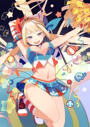 1girls armpits blonde_hair blue_eyes kaku-san-sei_million_arthur pleated_skirt pom_pom_(cheerleading) selenoring