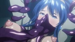 animated animated_gif blue_eyes blue_hair breasts_out female gakuen_shinshoku_xx_of_the_dead schoolgirl screenshot tentacle tentacle_gag tentacle_rape tentacles xx_of_the_dead