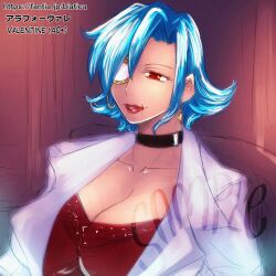 aged_up buckle buckle_choker choker huge_breasts mature_female mature_woman monocle nousk one_eye_closed skullgirls valentine_(skullgirls)