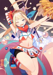 1girls blonde_hair blue_eyes kaku-san-sei_million_arthur pleated_skirt pom_pom_(cheerleading) selenoring