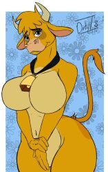 anthro ass big_breasts big_butt bovid bovine breasts cattle digital_media_(artwork) dirtyt's disney female female/female feral grace_(home_on_the_range) hi_res home_on_the_range humanoid looking_at_viewer mammal shy signature smile smiling_at_viewer solo thick_thighs