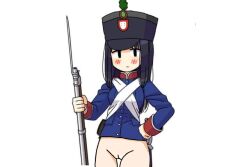 1girls black_hair military_uniform musket original original_character portugal portuguese pussy solo solo_female