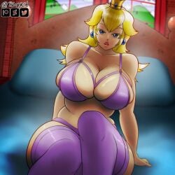 1girls big_breasts blonde_hair blopkid blue_eyes breasts busty crown female female_focus female_only huge_breasts human lingerie mario_(series) nintendo panties pink_panties princess_peach super_mario_bros. tagme thick_thighs thighs underboob underwear voluptuous