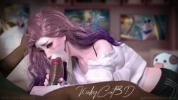 3d black_penis blowjob cum_in_mouth dark-skinned_male dark_skin interracial kinkycat3d kinkykatt3d league_of_legends lipstick lipstick_mark lipstick_on_penis seraphine_(league_of_legends)