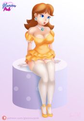 breasts female female_only glamourpink lipstick mario_(series) nintendo open_mouth princess_daisy solo tagme