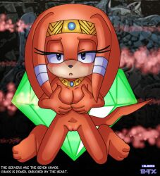 accessories_only angelofhapiness bladetigerx covering_breasts holding_own_breast looking_at_viewer nude pussy sonic_(series) sonic_adventure tikal_the_echidna